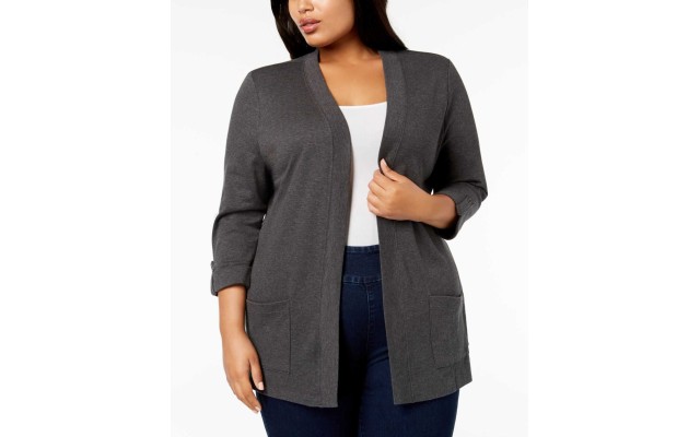   Women’s Plus Size Cotton 3/4-Sleeve Cardigans