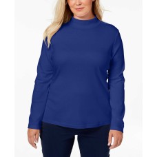 Karen Scott Women's Plus Size Cotton Mock-Neck Top Sweaters