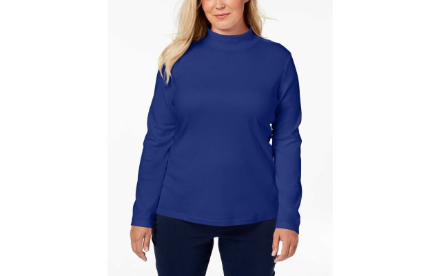  Women's Plus Size Cotton Mock-Neck Top Sweaters