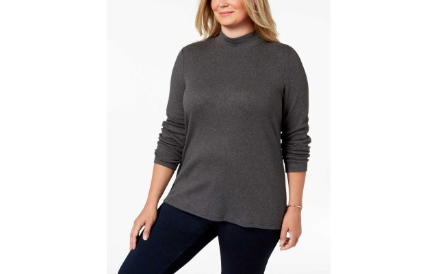  Women's Plus Size Cotton Mock-Neck Top Sweaters