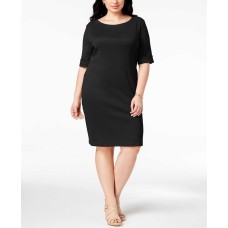 Karen Scott Women’s Plus Size Cotton Shift Dress (Black, 0X)