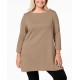  Women's Plus Size Cotton Tunic Tops, Brown, 1X
