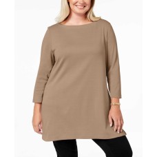Karen Scott Women's Plus Size Cotton Tunic Tops