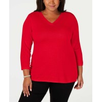 Karen Scott Women's Plus Size V-Neck Sleeve Sweaters