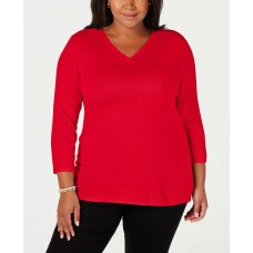 Karen Scott Women's Plus Size V-Neck Sleeve Sweaters