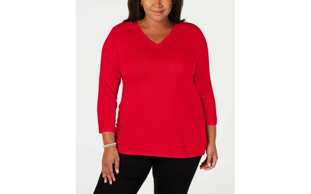  Women's Plus Size V-Neck Sleeve Sweaters