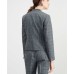  Stand-Collar Flyaway Plaid Jacket (Grey, 10 B+B)