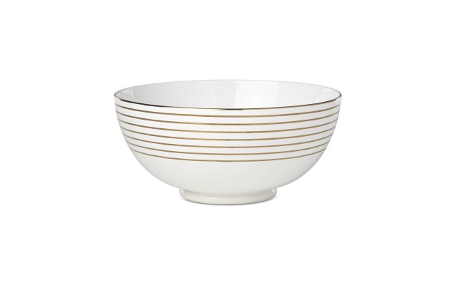  Charles Lane Gold-Tone Stripe Round Serving Bowl