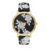  Metro Three-Hand Floral Leather-Strap Watch