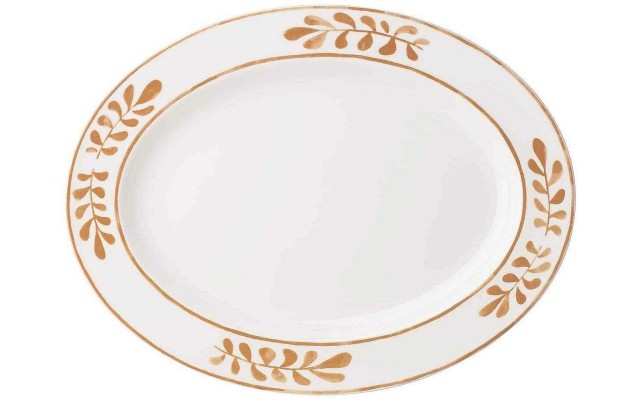  Sienna Lane Leaves Platter (White/Gold)