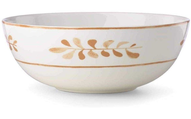  Sienna Lane Leaves Serve Bowl (White/Gold)