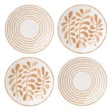 Kate Spade New York Sienna Lane Tidbit Plates Porcelain Set of 4 (White/Gold)