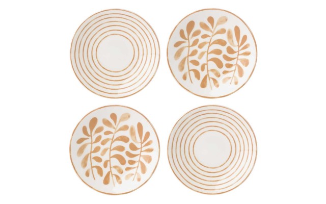  Sienna Lane Tidbit Plates Porcelain Set of 4 (White/Gold)