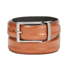 Kenneth Cole Reaction Men’s Leather Reversible Feather-Edge Belt (Tanblac, 44)