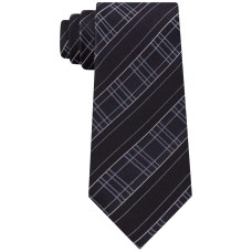 Kenneth Cole Reaction Men’s Satin Modern Grid Slim Silk Tie (Black, 3″)