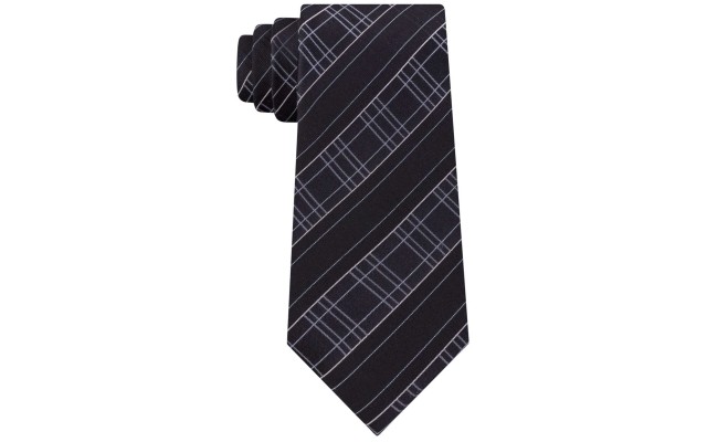  Reaction Men’s Satin Modern Grid Slim Silk Tie (Black, 3″)