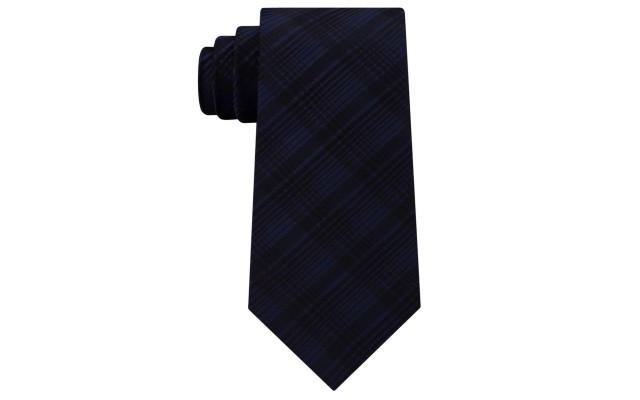  Reaction Men’s Tonal Plaid Tie (Navy)