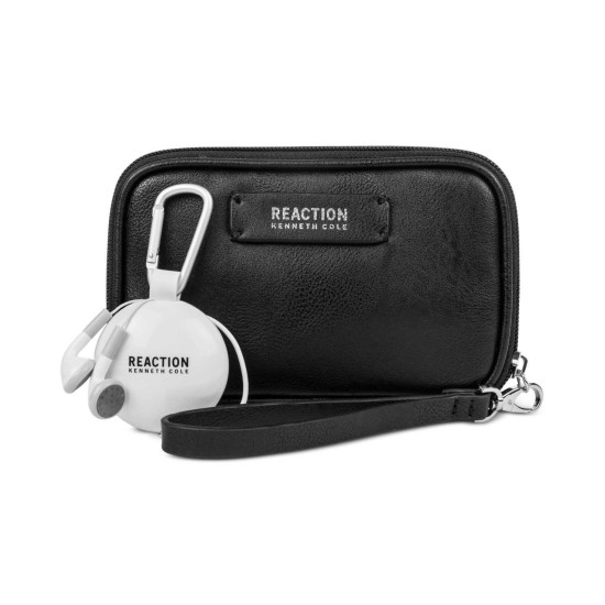 Kenneth Cole Reaction Take Charge Wristlet Wallet with Retractable Earbuds (Black)