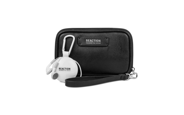 Kenneth Cole Reaction Take Charge Wristlet Wallet with Retractable Earbuds (Black)