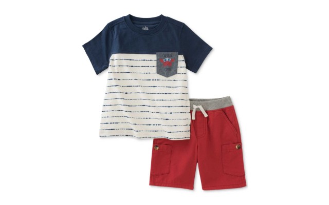  2-Pc. Cotton Captain Cute T-Shirt & Shorts Set, Baby Boys (Navy/Red, 3-6 Months)