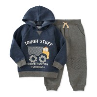 Kids Headquarters 2-Pc. Fleece Hoodie & Pants Set, Baby Boys (Navy/Grey, 18 months)