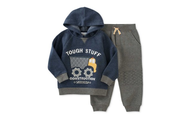  2-Pc. Fleece Hoodie & Pants Set, Baby Boys (Navy/Grey, 18 months)