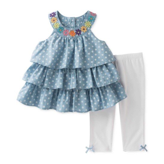  2-Pc. Tiered Chambray Tunic Blue, SIZE 3-6 months