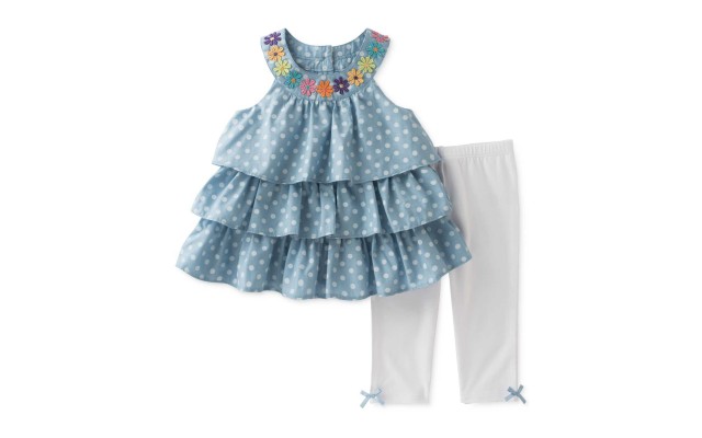 2-Pc. Tiered Chambray Tunic Blue, SIZE 3-6 months