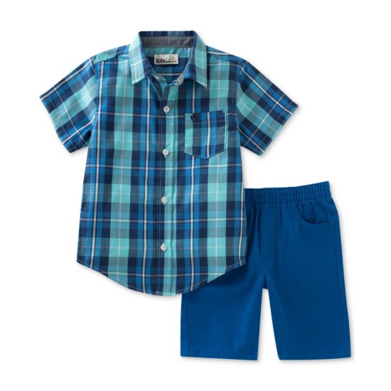  Baby Boys 2-Pc. Plaid Shirt Shorts Sets