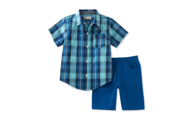  Baby Boys 2-Pc. Plaid Shirt Shorts Sets