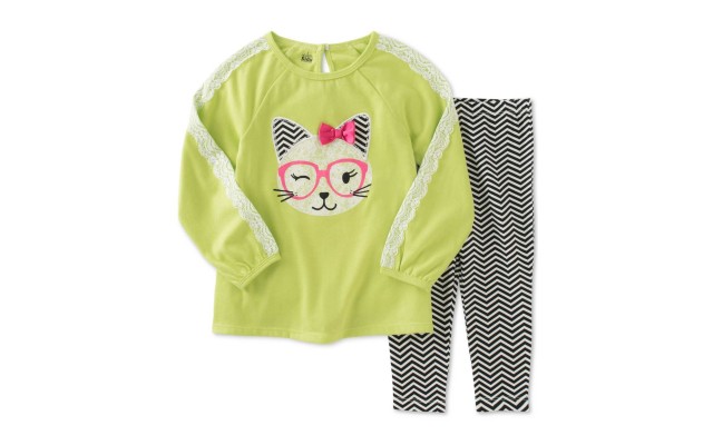  Baby Girls’ 2-Pc. Cat Tunic & Leggings Set (3-6 Month-Green)