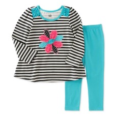 Kids Headquarters Baby Girls’ 2-Pc. Striped Flower Tunic & Leggings Sets