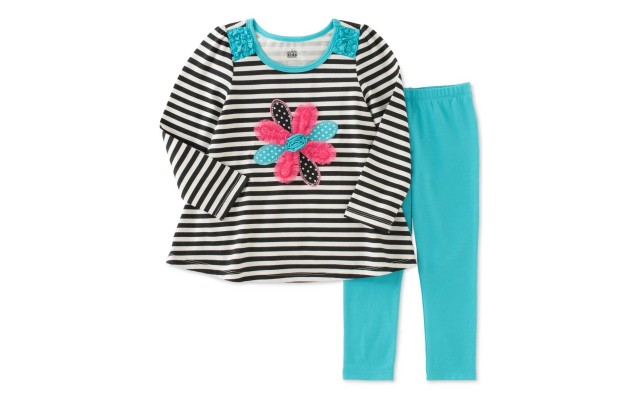  Baby Girls’ 2-Pc. Striped Flower Tunic & Leggings Sets