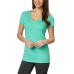  Ladies’ Cotton V-Neck Tee (Green, S)