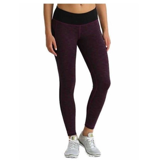  Ladies Jacquard Active Legging (Purple Black, S)