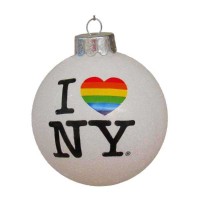 Kurt Adler Glass “i Love Ny” Pride Ball Ornament (Silver, 3.15″)