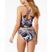  Bali Hai Printed Shirred Bottoms Women’s Swimsuit (Dark Blue, 12)