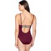  Running Stitches One-Piece Swimsuit Women’s Swimsuit (Medium Brown, 12)