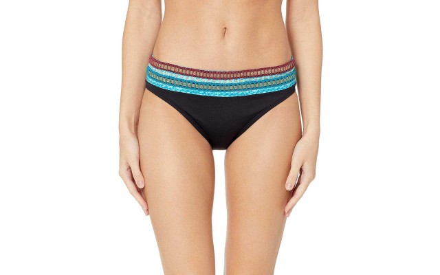  Women’s Banded Hipster Bikini Swimsuit Bottom (Black,12)