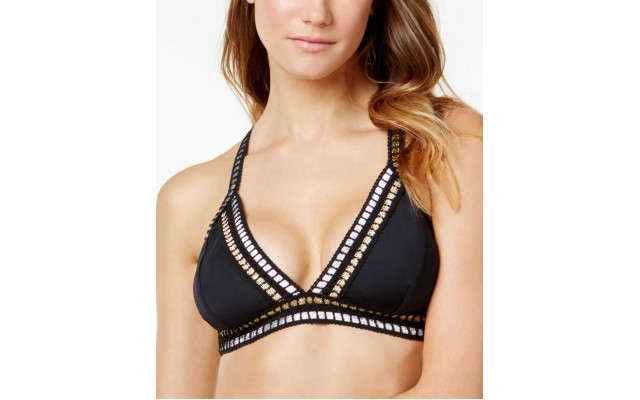  Women's Metallic Ribbon-Stitch Top Swimsuit