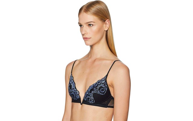  Women’s Amethyst Padded Triangle V-Bra (Black/Jeans, 36C)