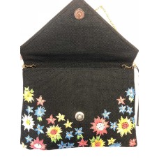 La Ragale Pan Oceanic Flower Embroidery Tote (Black)