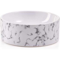 Lacourte Pet White Marble and Embossed Bowl (White)