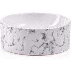 Lacourte Pet White Marble and Embossed Bowl (White)