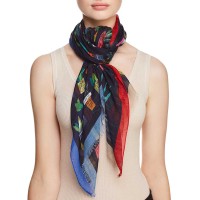 Larioseta Plant Print Scarf (One Size, Black)