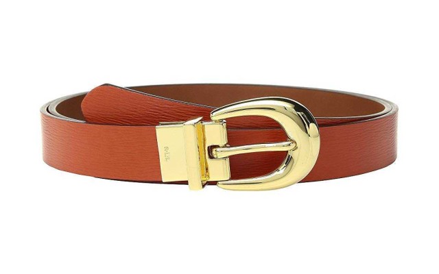 Laure Ralph Lauren 1 Saffiano to Smooth Reversible Belt (Burnt Orange, XL)