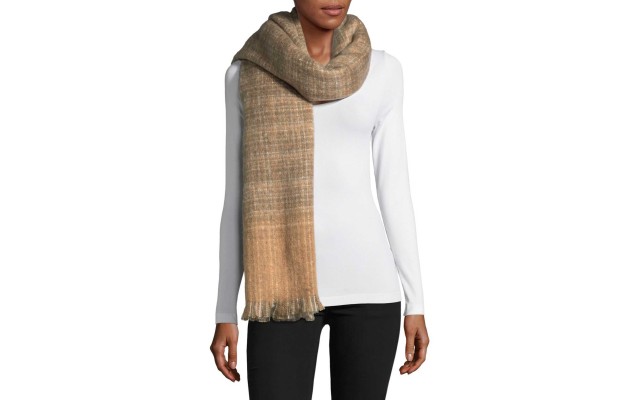 Lauren Ralph Lauren Boucle Textured Check Scarf (Creamcamel, One Size)