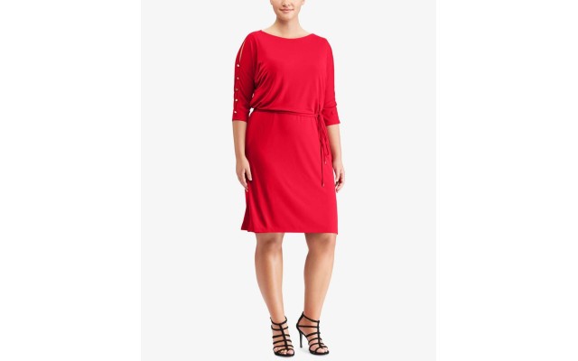 Lauren Ralph Lauren Plus Boat-neck Shift Dress (Red, 2X)