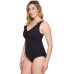 LAUREN  – Plus Size Beach Ruffle Over the Shoulder One-Piece (Black, 22W)