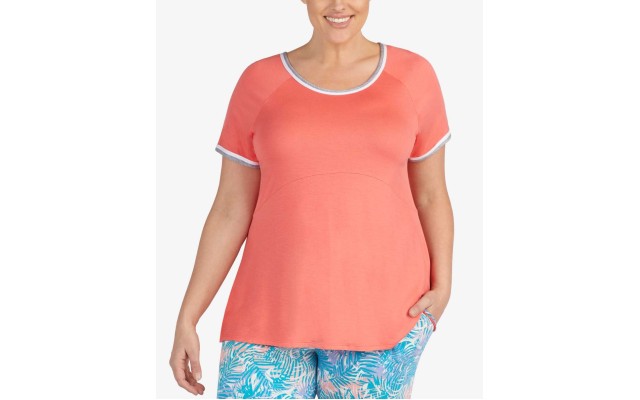  Women's Plus Size Trim Pajama Tops